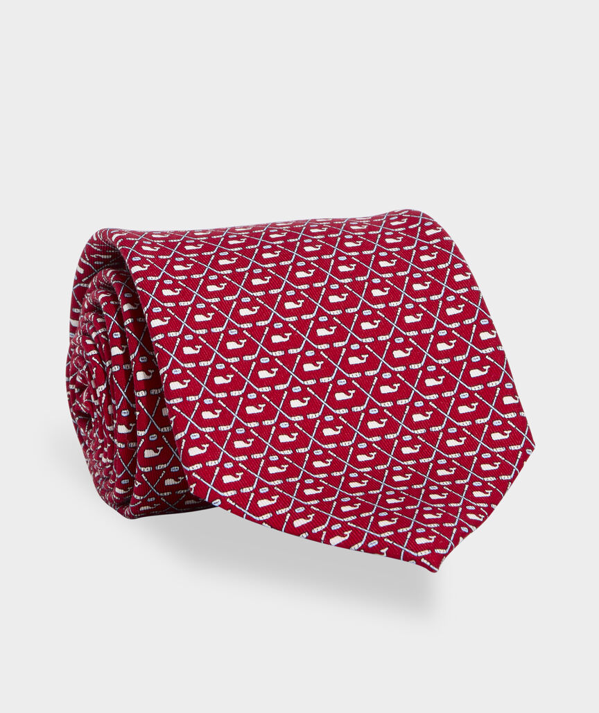 Crossed Hockey Sticks & Whale Silk Tie