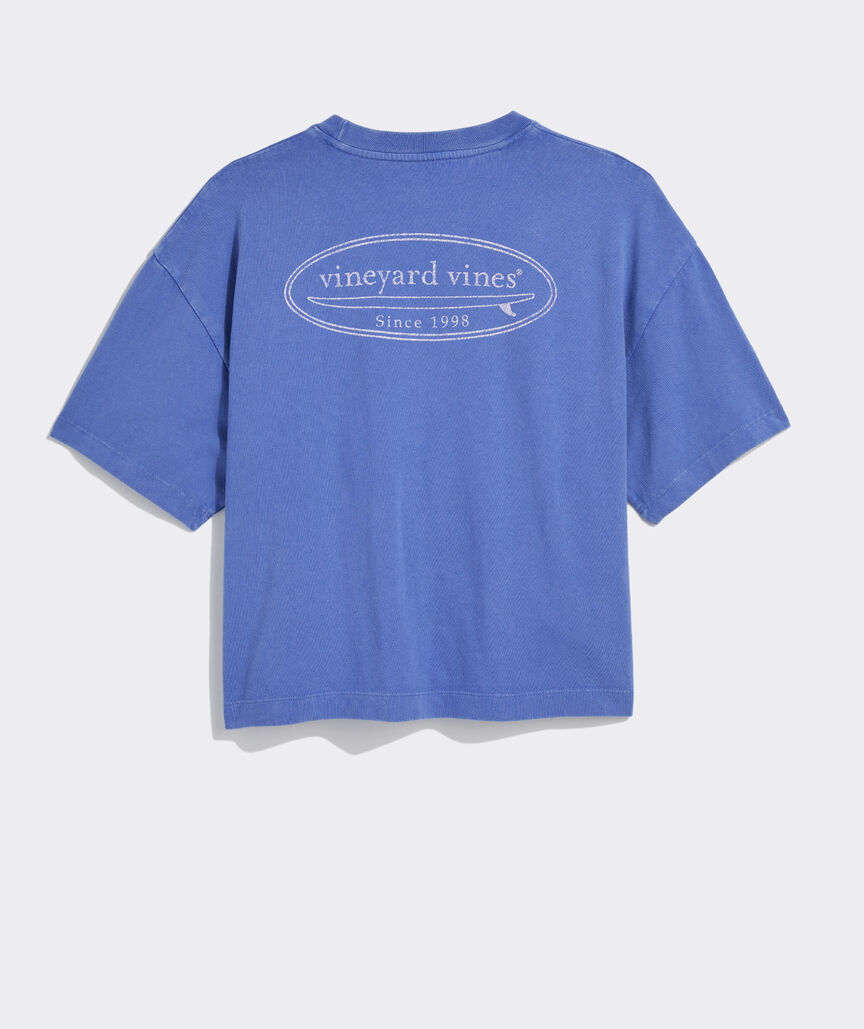 Women's Garment-Dyed Distressed Surf Logo Boxy Tee