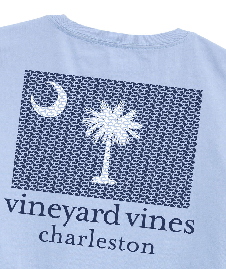 Charleston South Carolina Flag Palm & Crescent Short-Sleeve Pocket Tee