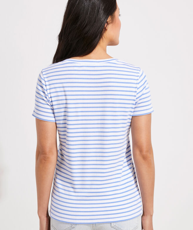 Striped V-Neck Simple Tee
