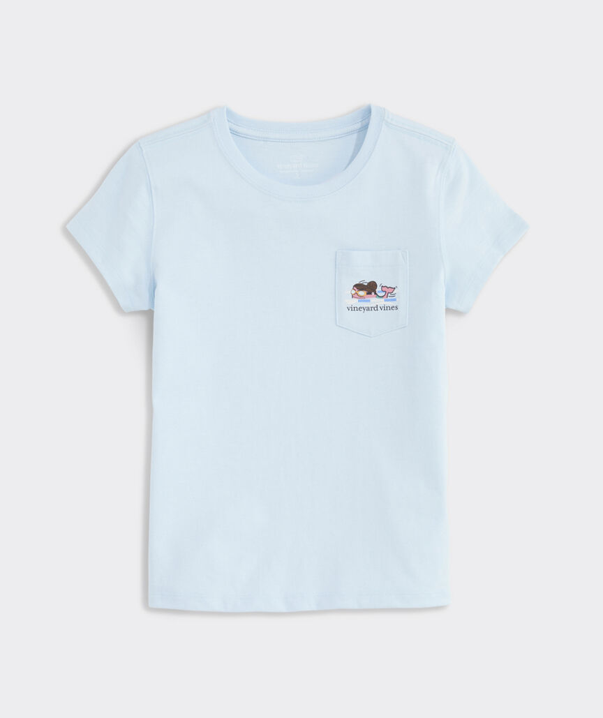 Girls' Swim Meet Whales Short-Sleeve Pocket Tee