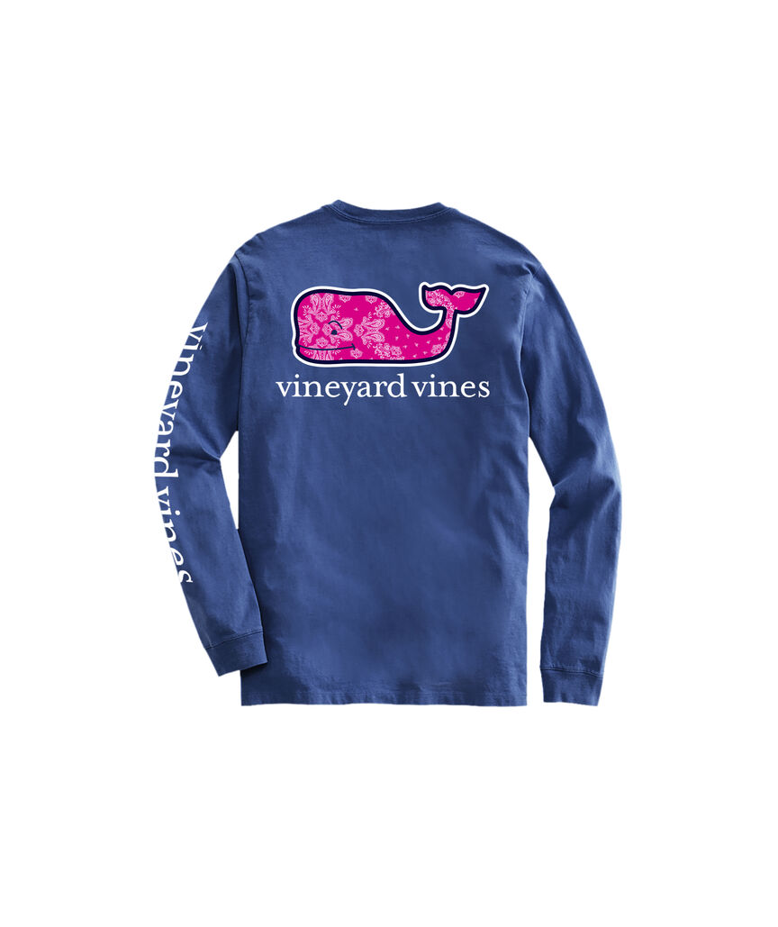 OUTLET Girls' Bandana Tile Whale Long-Sleeve Pocket Tee