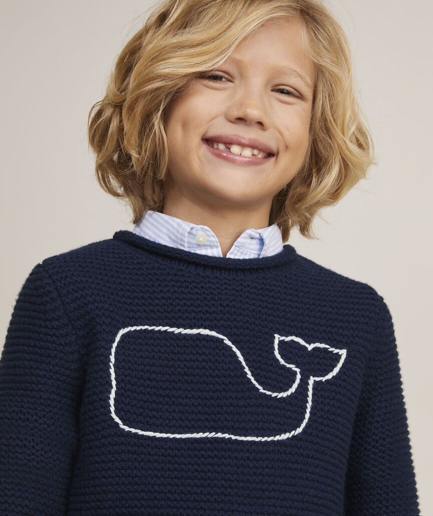 Shop Boys' Whale Embroidered Rollneck Sweater at vineyard vines