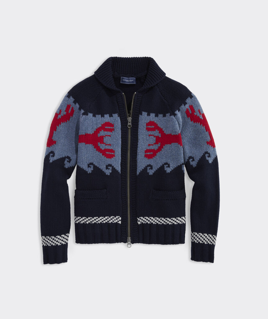 Lobster Shawl Full-Zip Cardigan