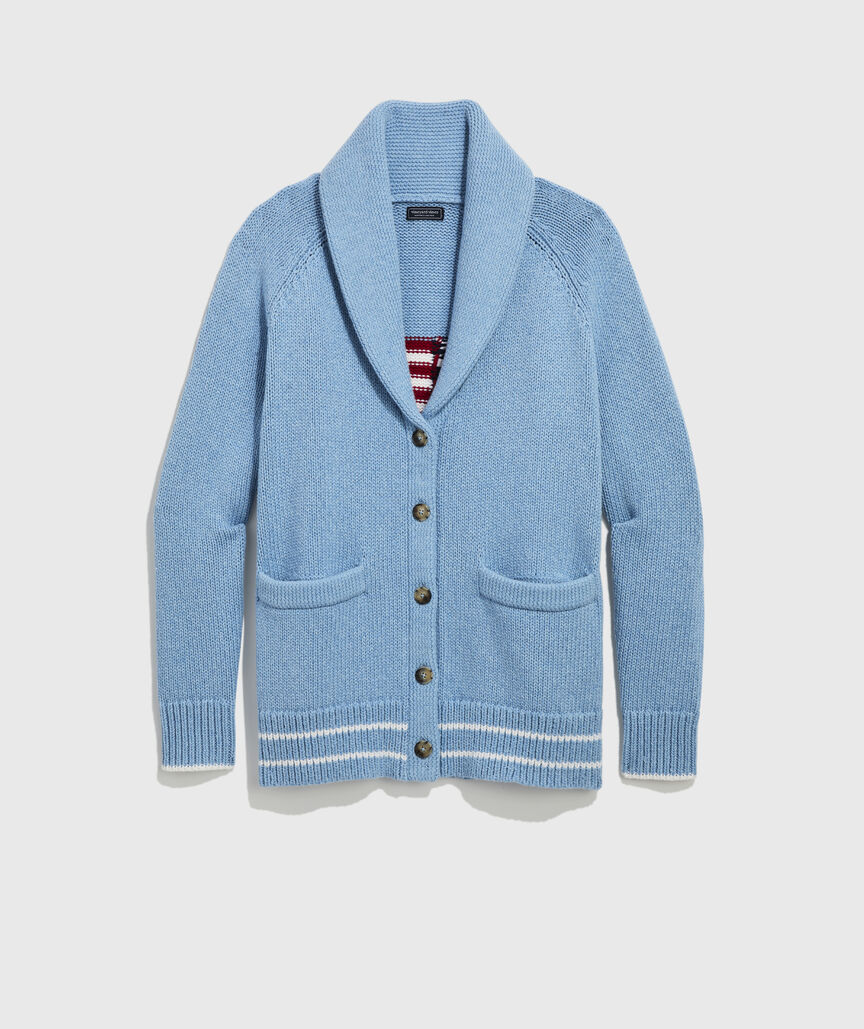 Flag Intarsia Shawl Cardigan