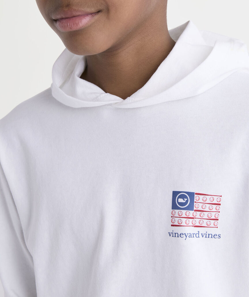 Boys' USA Baseball Flag Long-Sleeve Hoodie Tee