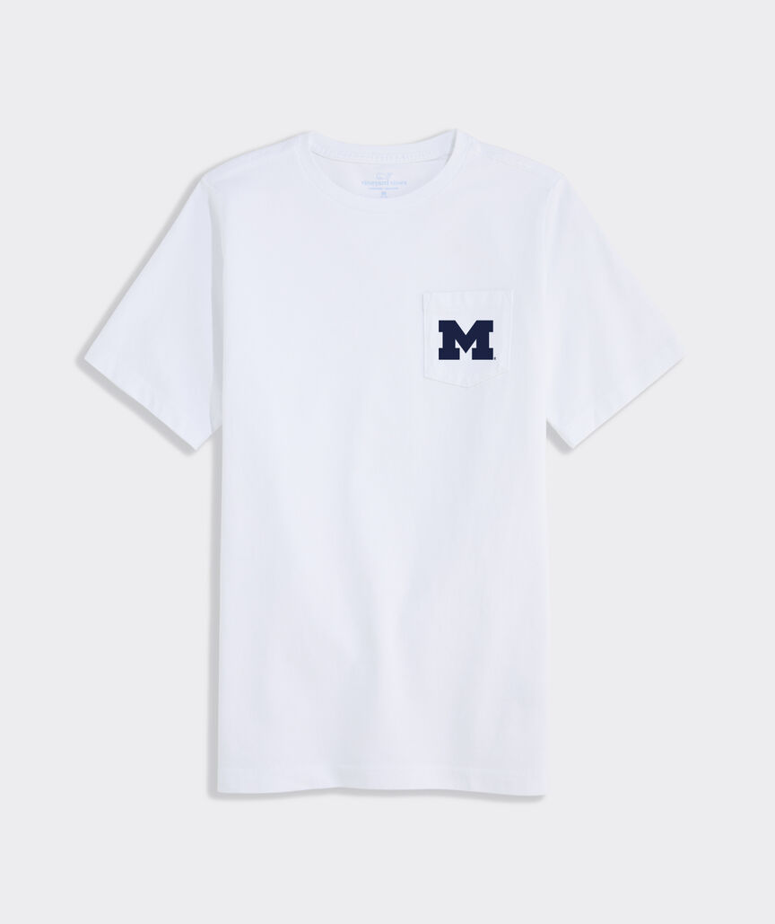 Kids' University of Michigan Short-Sleeve Helmet Whale Pocket Tee