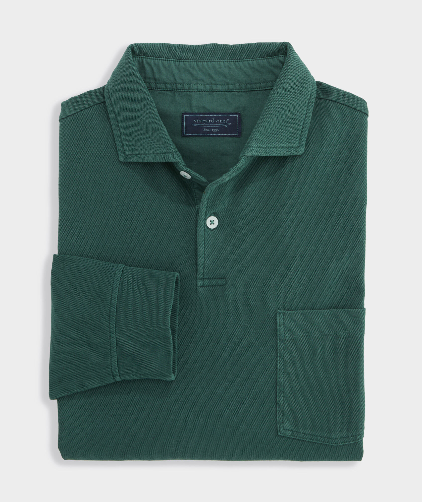 Lived-In Long-Sleeve Pique Polo