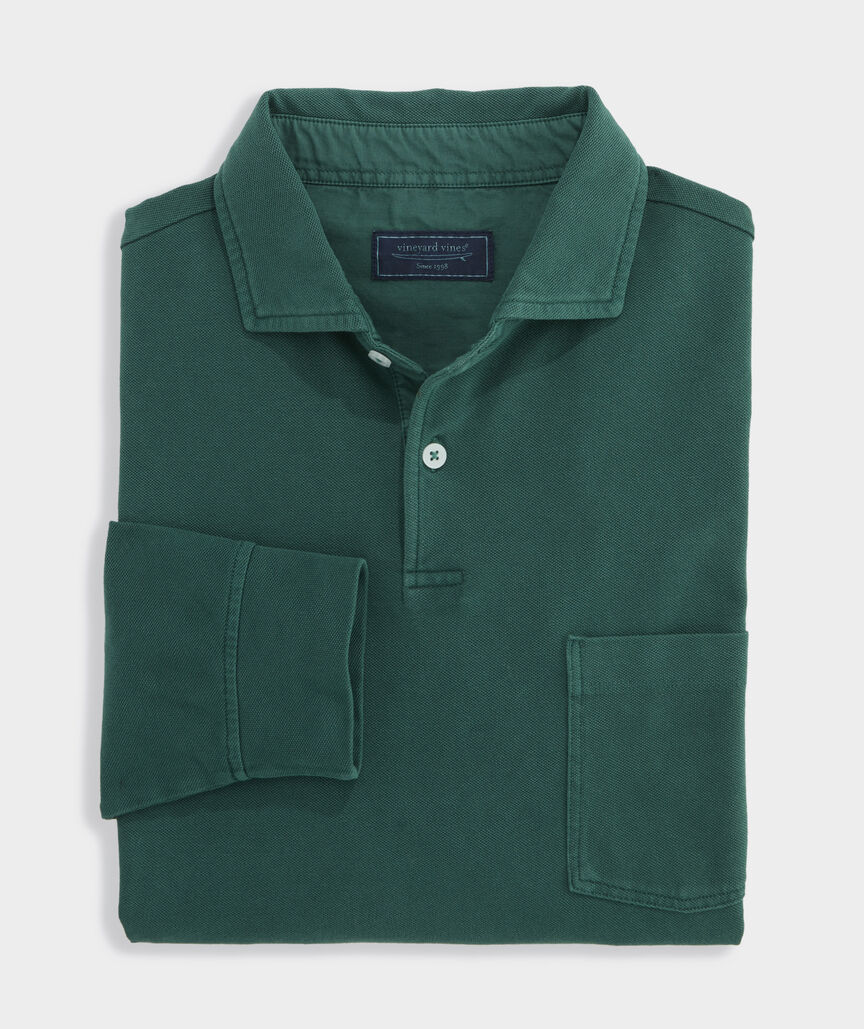 Lived-In Long-Sleeve Pique Polo