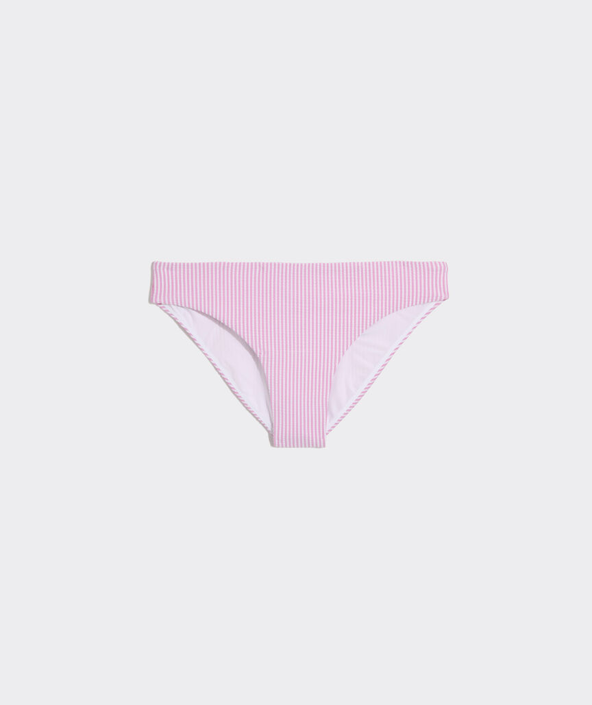 Seacrest Seersucker Low-Rise Bikini Bottom