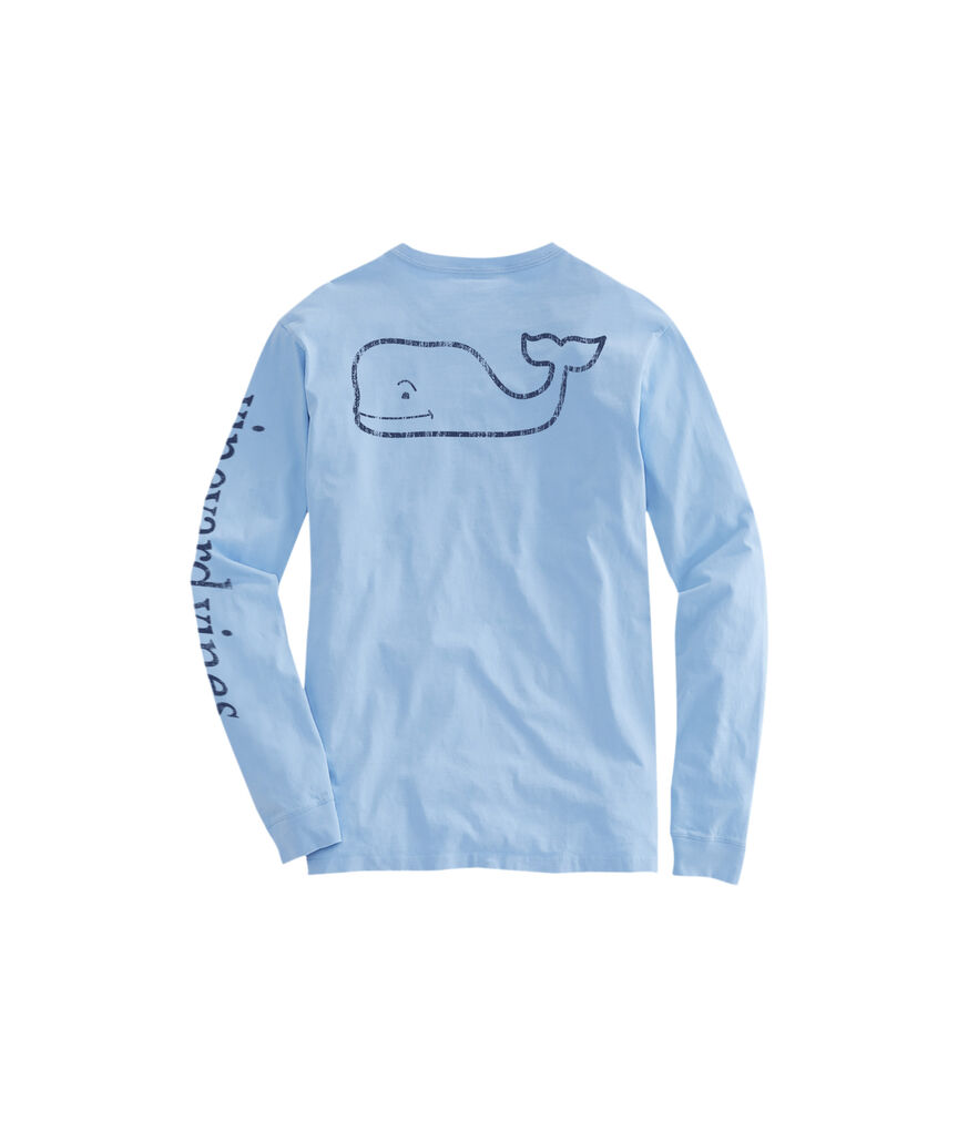 Outlet Long-Seeve Vintage Whale Graphic T-Shirt