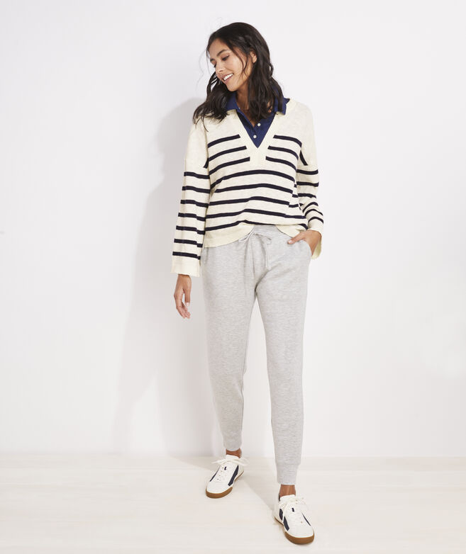 Breton Stripe Slub Split-Neck Sweater