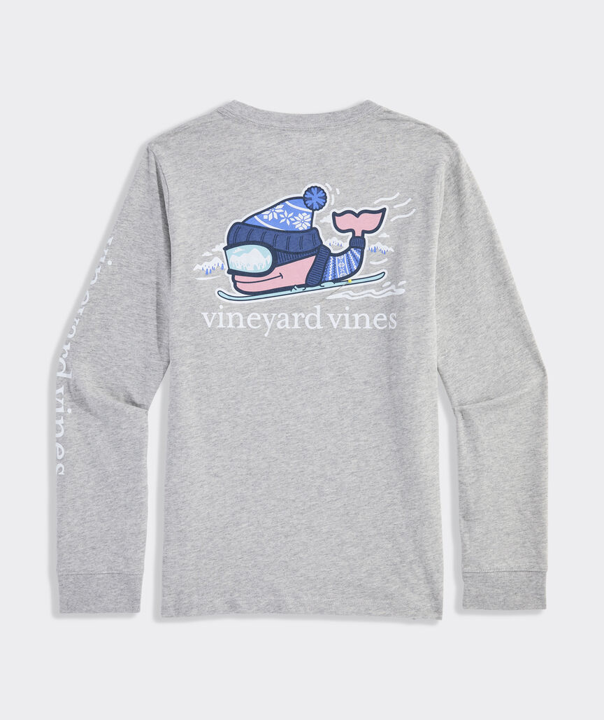 Boys' Downhill Ski Whale Long-Sleeve Pocket Tee