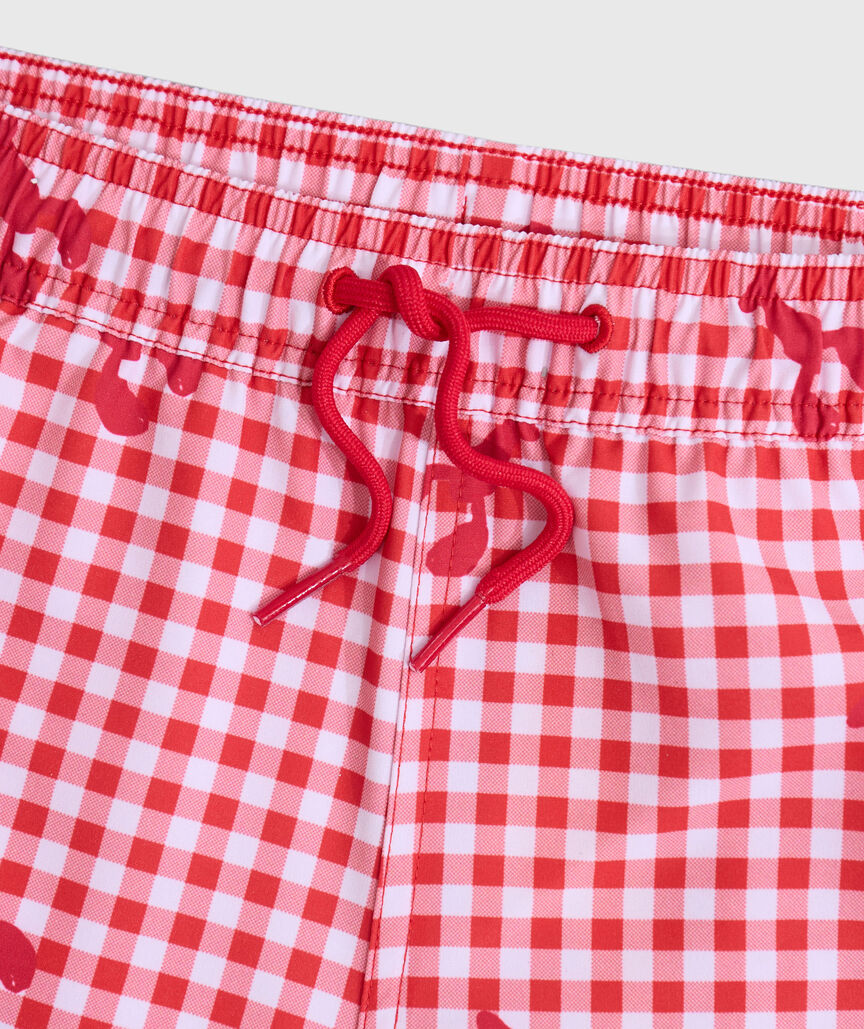 OUTLET Boys' Lobster Toss Gingham Chappy Swim Trunks