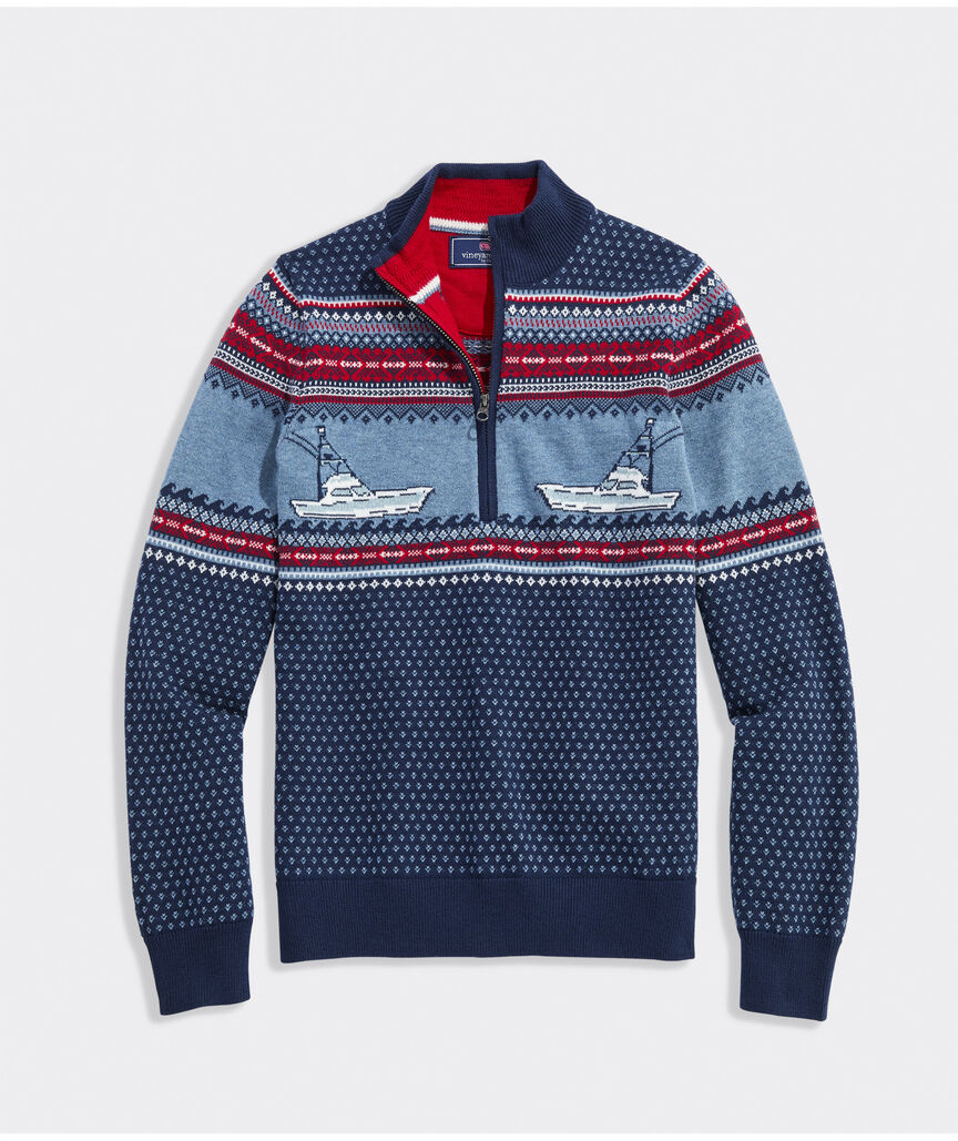 Boys' Fishing Fair Isle Quarter-Zip