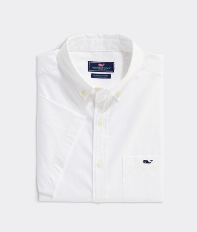 Vineyard Vines Stretch Cotton Solid Short-Sleeve Shirt (White) (Size: XL)