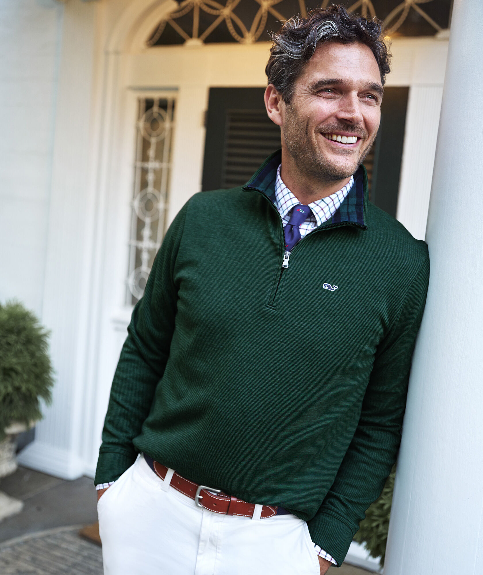 Plaid Collar Saltwater Quarter-Zip