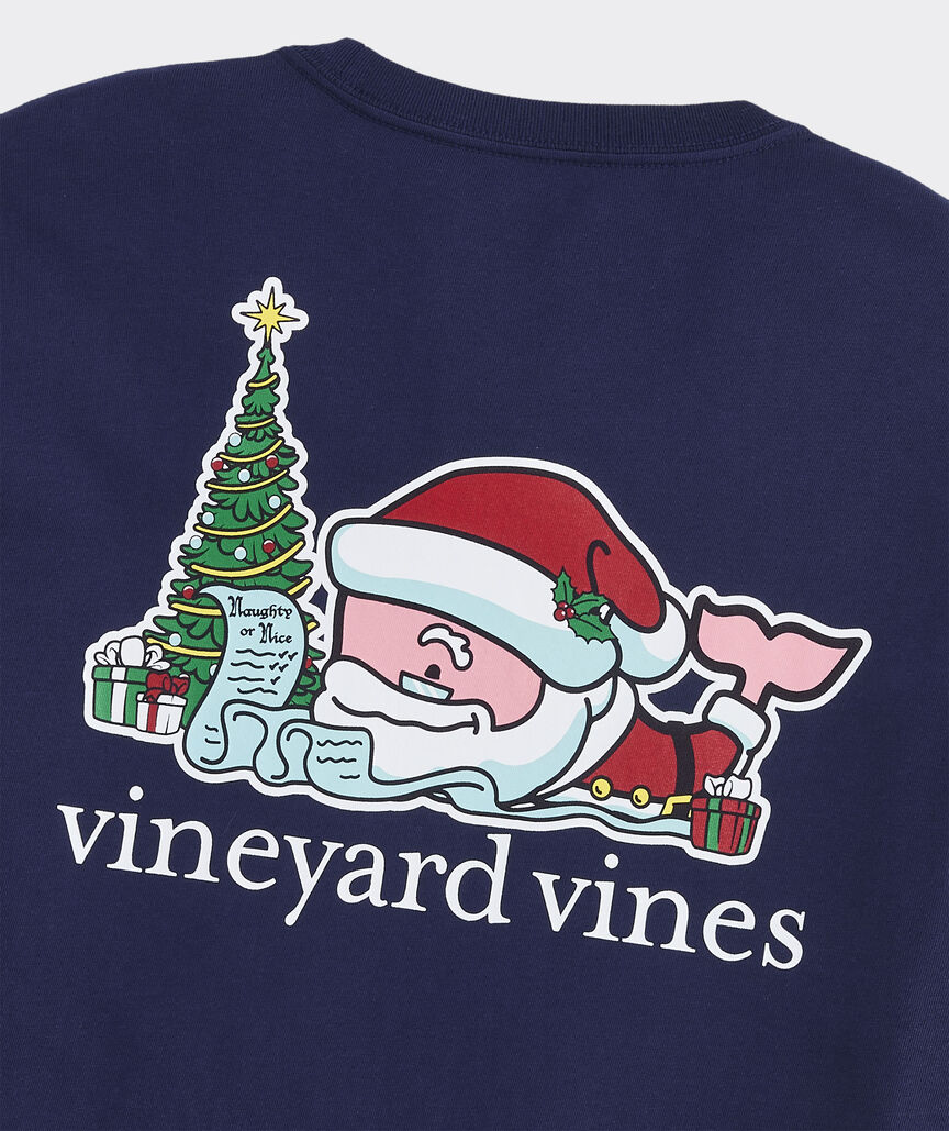 OUTLET Santa's List Character Whale Long-Sleeve Pocket Tee