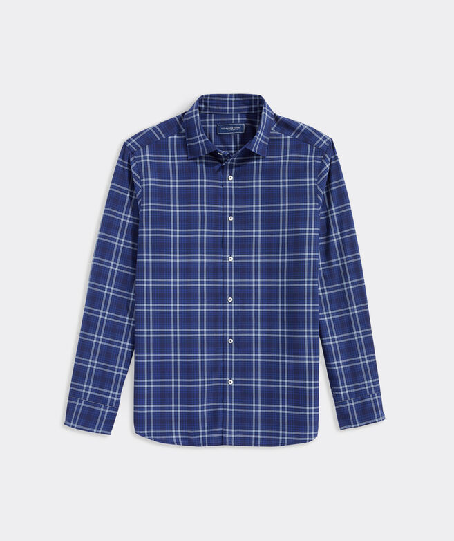 Cotton-Cashmere Spread Collar Plaid Shirt