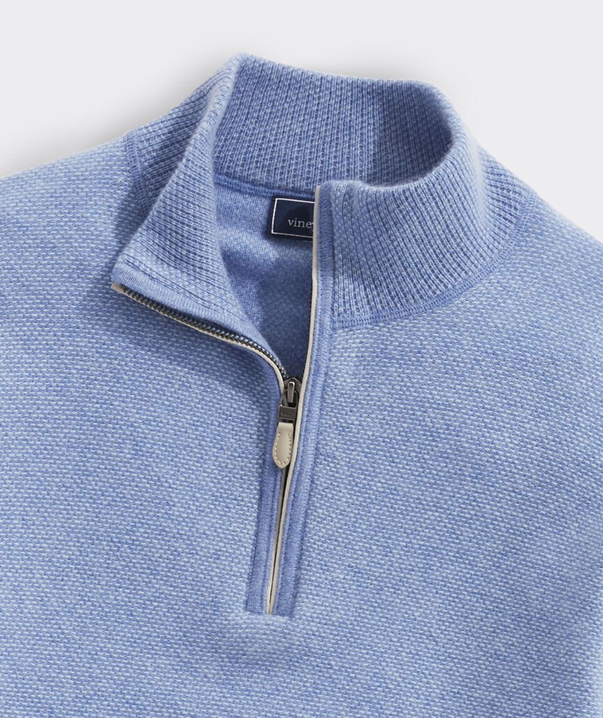 Cashmere Reverse Birdseye Quarter-Zip Sweater