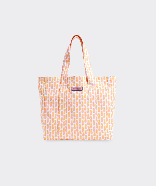 Block-Print Pineapple Washed Canvas Tote