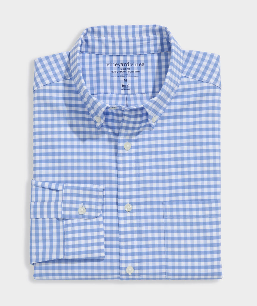 Performance Cotton Skysail Gingham Slim Fit Shirt