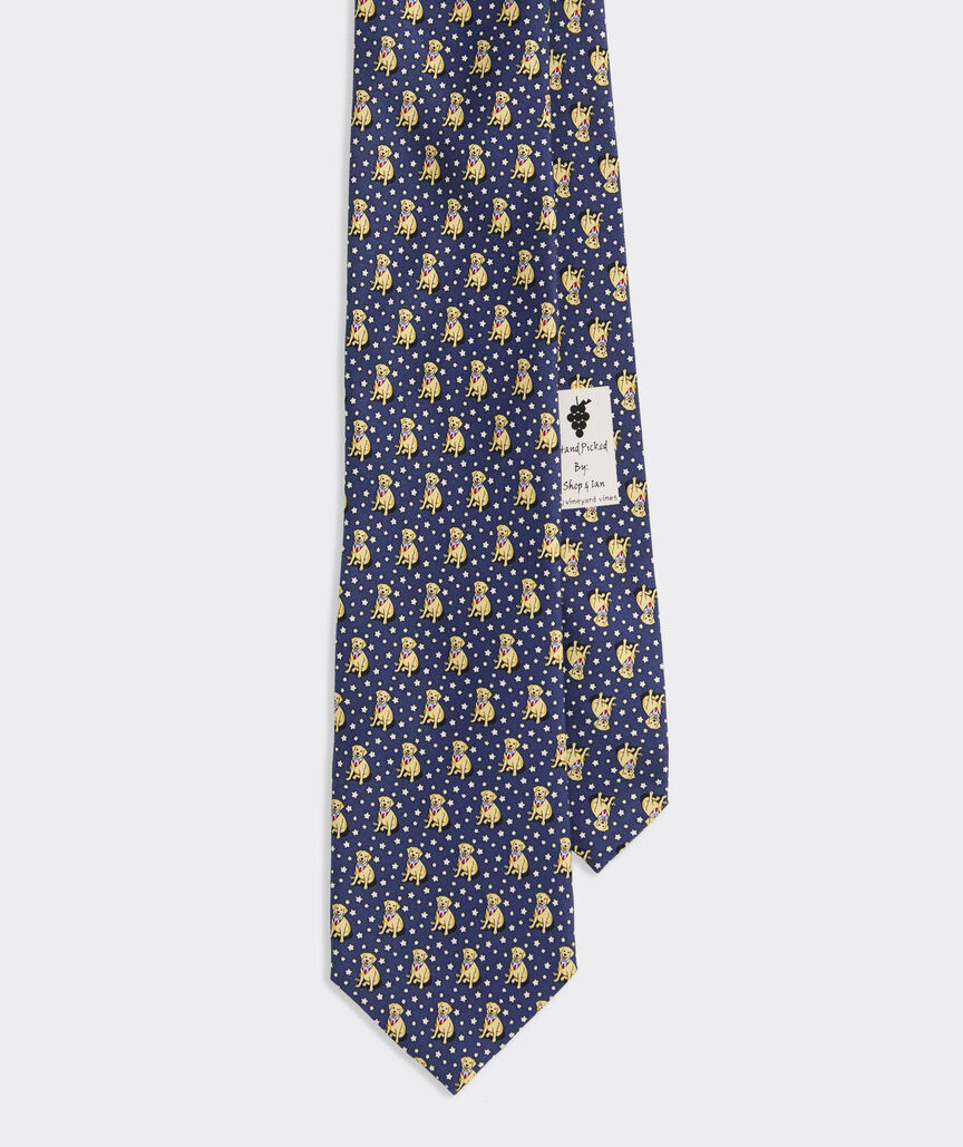Paw-triotic Pup Silk Tie