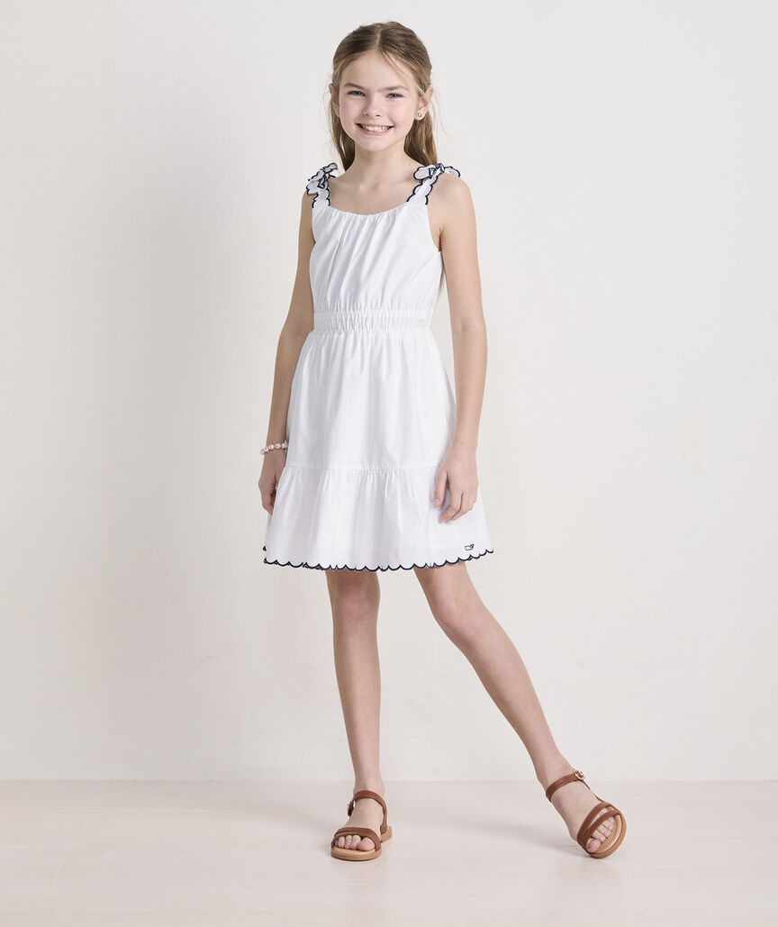 Girls' Poplin Scallop Dress
