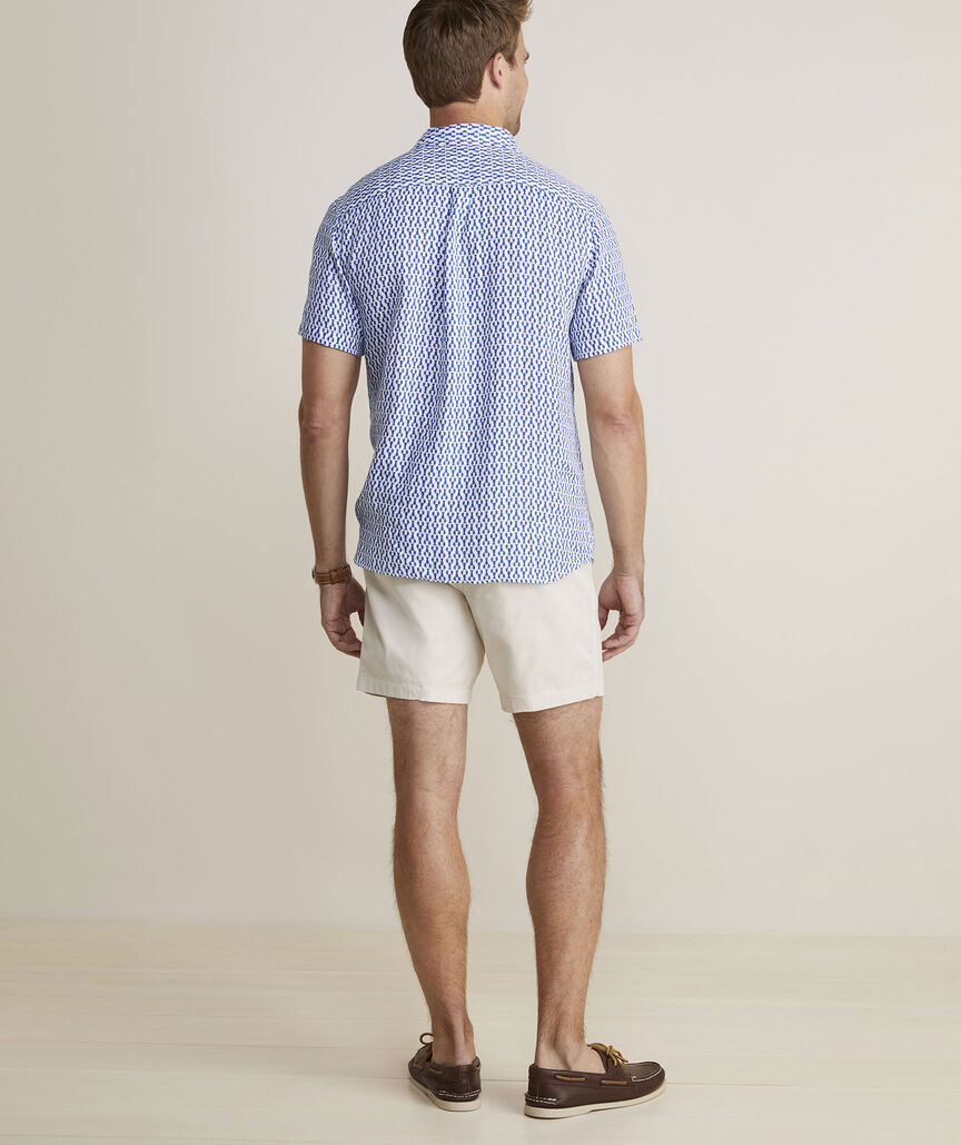 Linen Short-Sleeve Micro Lobsters Shirt