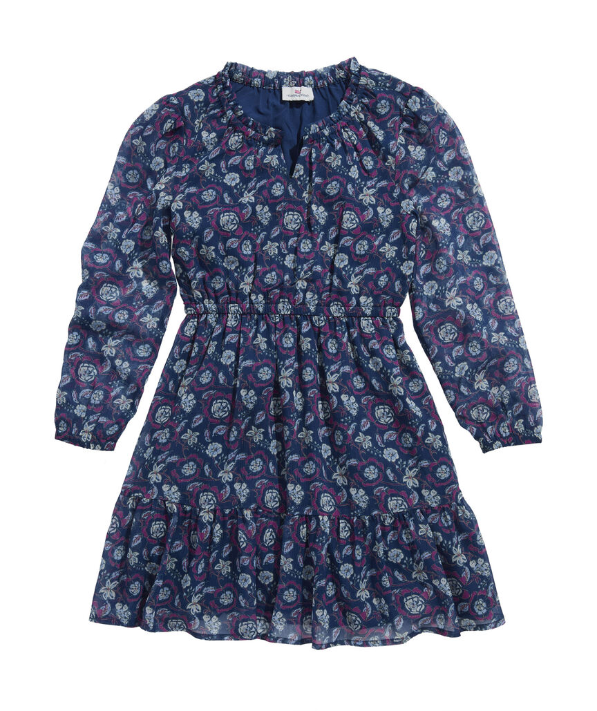 OUTLET Girls' Frangipani Print Flounce Dress