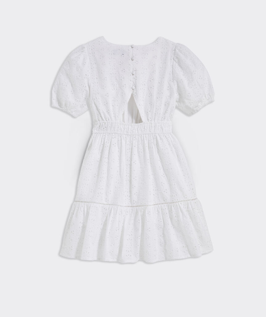 Girls' Eyelet Puff-Sleeve Dress