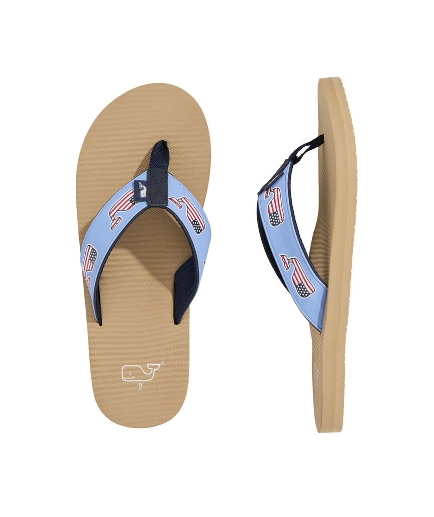 OUTLET Americana Flag Whale Flip Flops