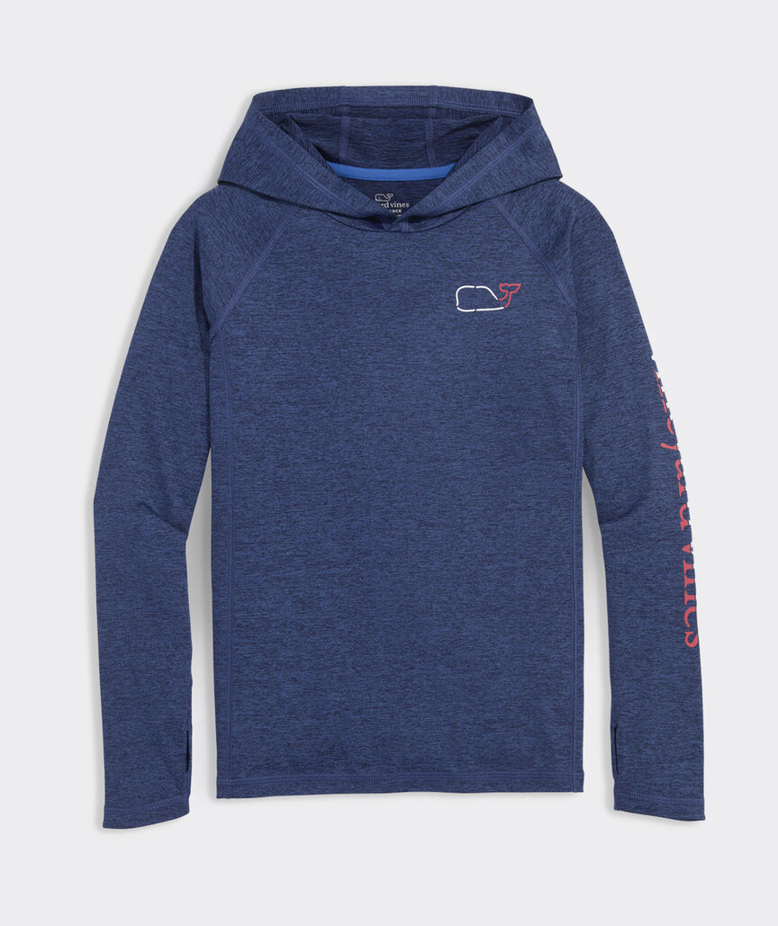 Boys' Whale Outline Harbor Sun Performance Hoodie Tee
