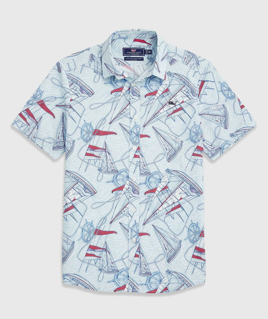 OUTLET Poplin Short-Sleeve Rope Sailing Shirt