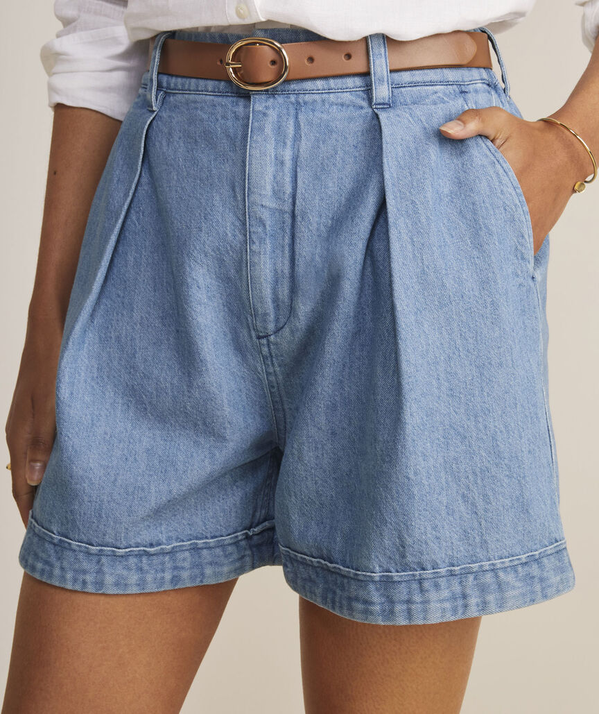 Chambray Pleated Shorts
