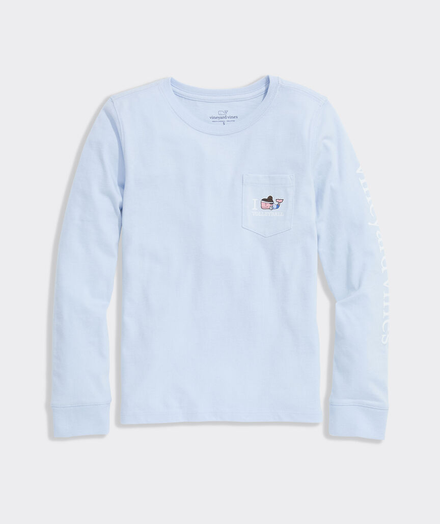 Girls' I Whale Volleyball Long-Sleeve Pocket Tee