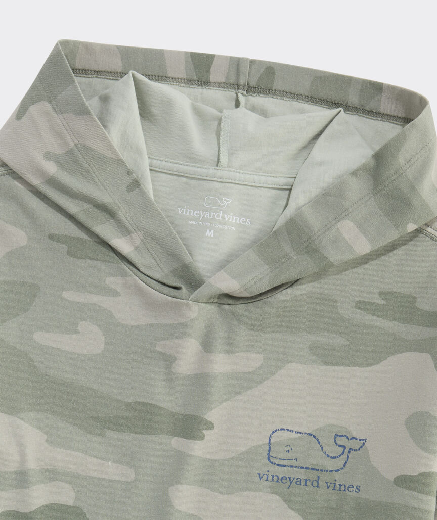 Vintage Whale Beach Camo Long-Sleeve Hoodie Tee