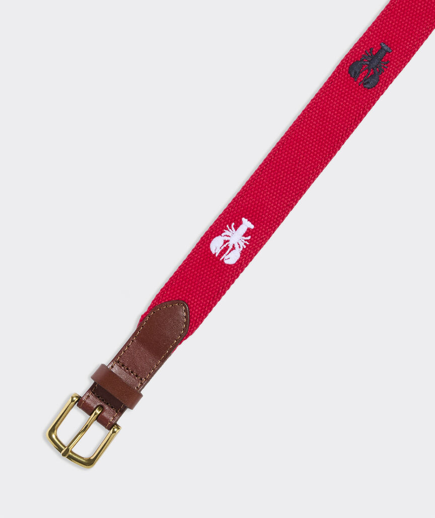Boys' Lobster Embroidered Canvas Club Belt