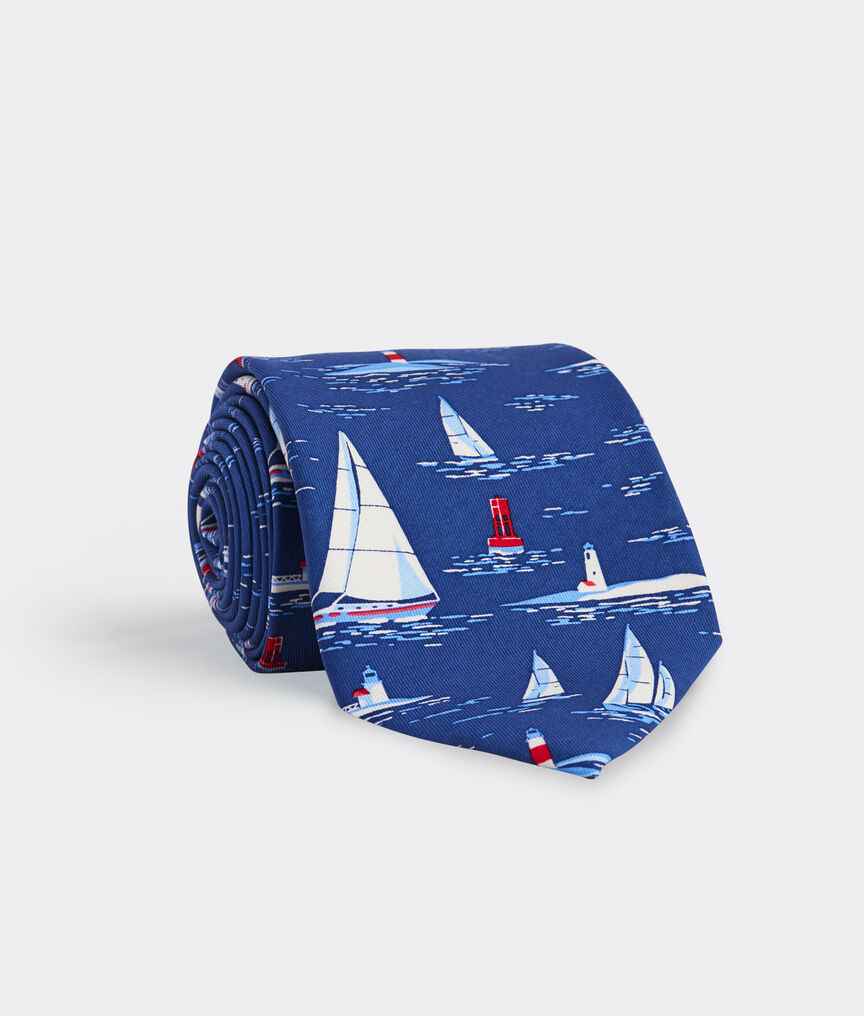 Sailing The Harbor Printed Tie