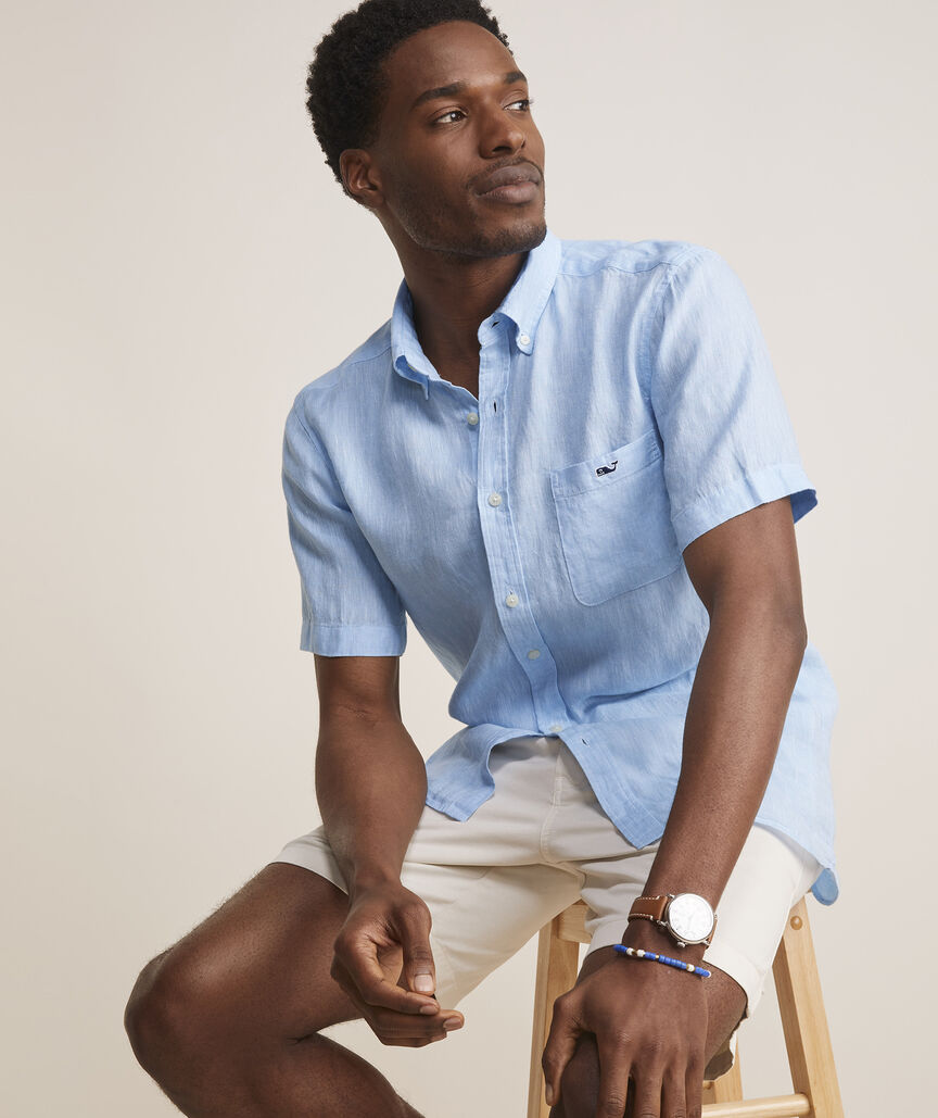 Linen Short-Sleeve Solid Shirt