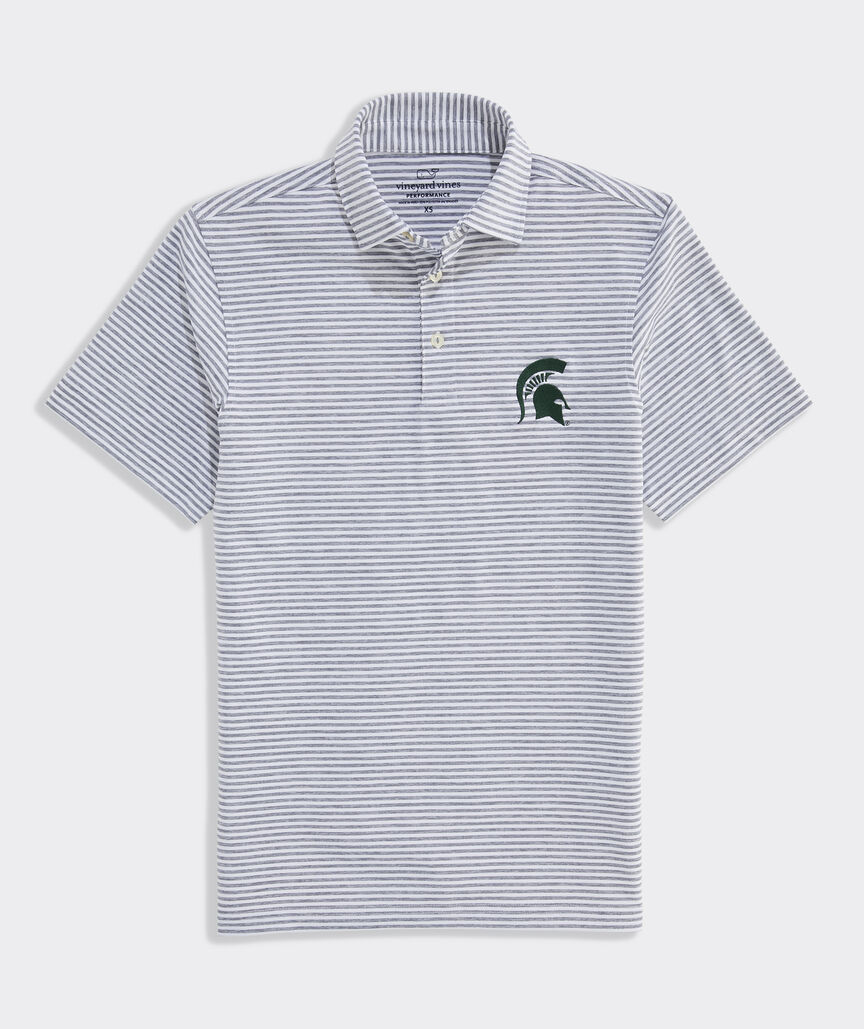 Michigan State University Performance Winstead Stripe Sankaty Polo