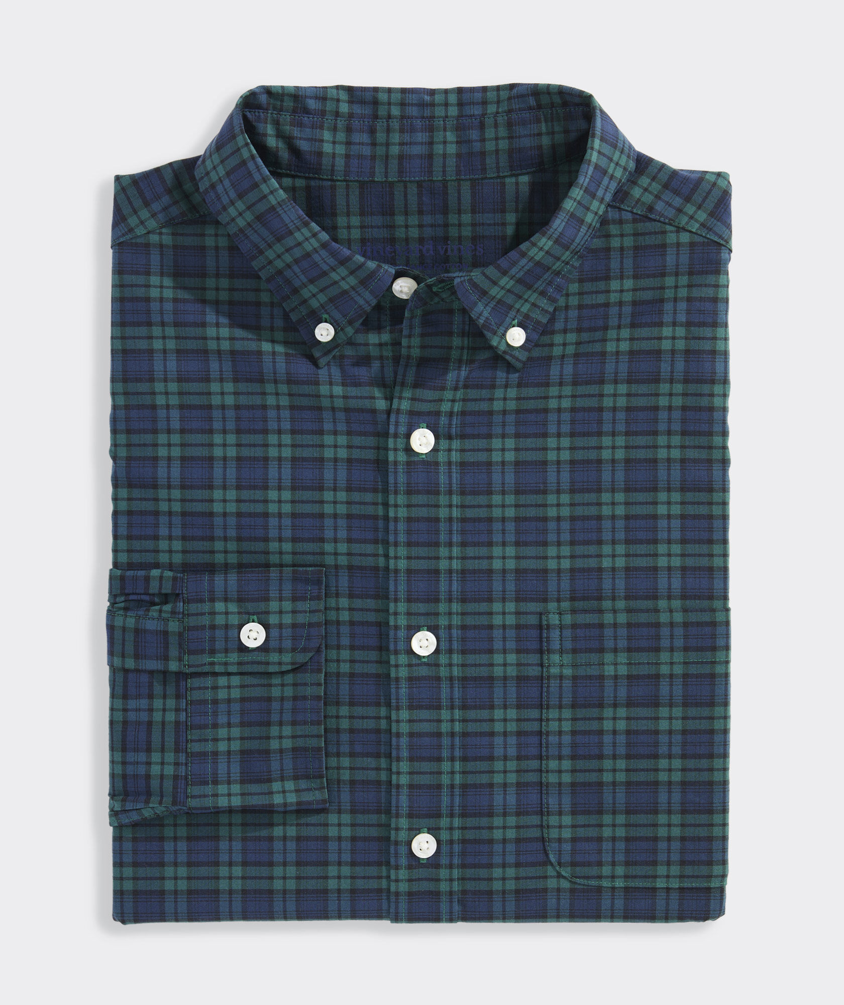 Performance Cotton Pine Plaid Shirt