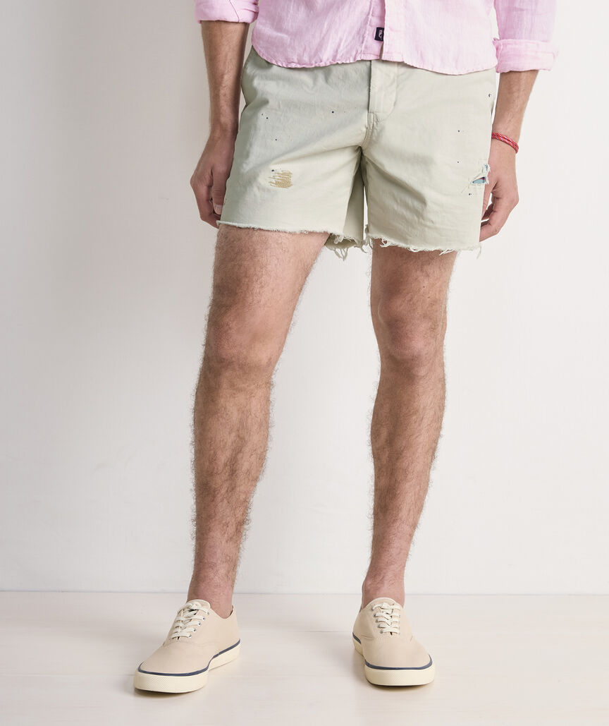 6 Inch Lived-In Mended Cutoff Shorts