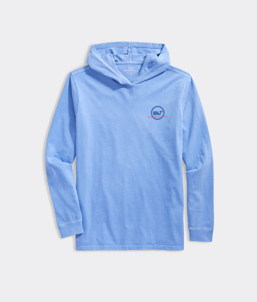 Garment-Dyed Whale Dot Long-Sleeve Hoodie Tee