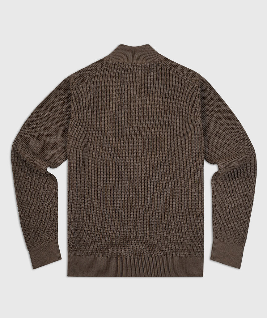 OUTLET Waffle-Knit Button Mockneck Sweater