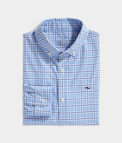 Vineyard Vines Boys On-The-Go Nylon Whale Button Down Shirt (Blue) (Size: 3T)