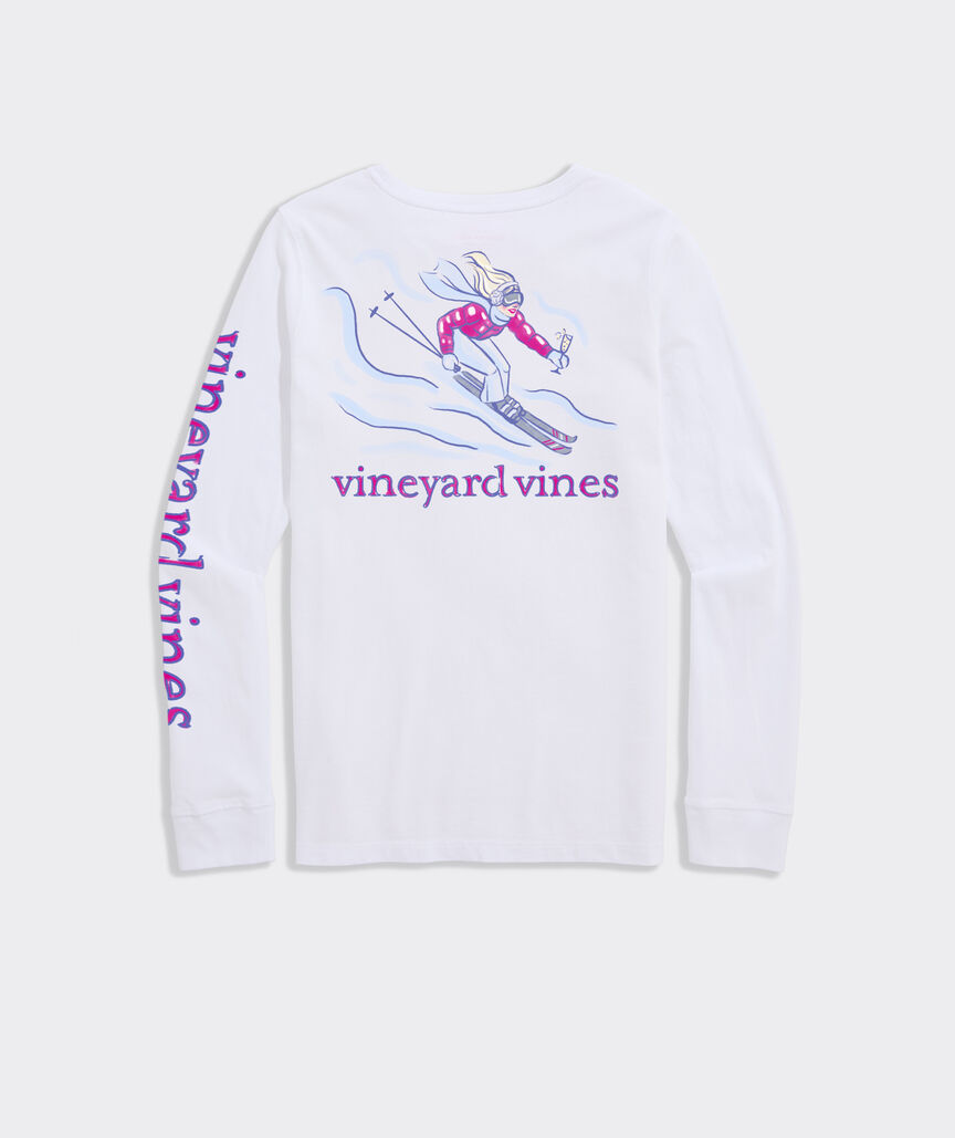Women's Painted Skiier Long-Sleeve Pocket Tee