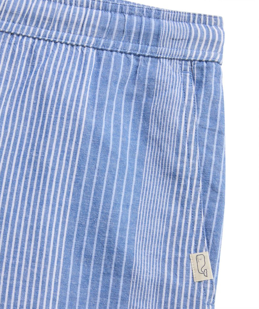 OUTLET 7 Inch Party Stripe Cotton Linen Pull-On Shorts