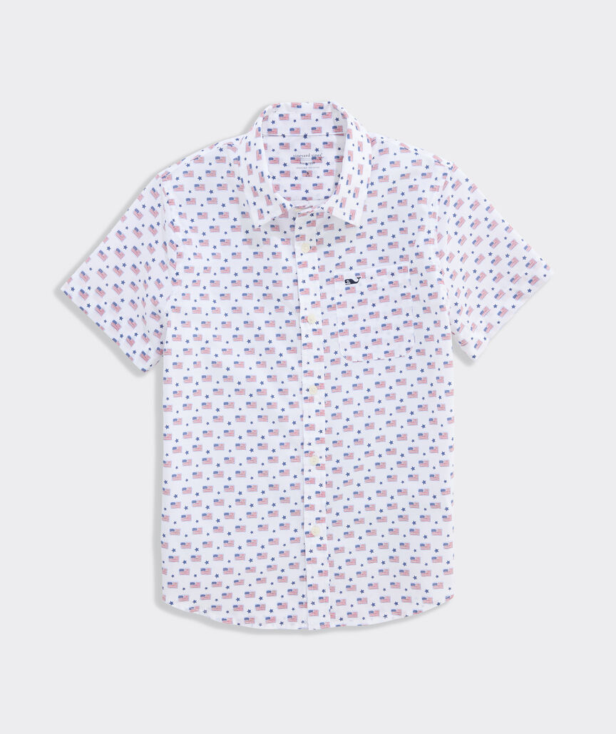 Boys' Printed Cotton Short-Sleeve Shirt