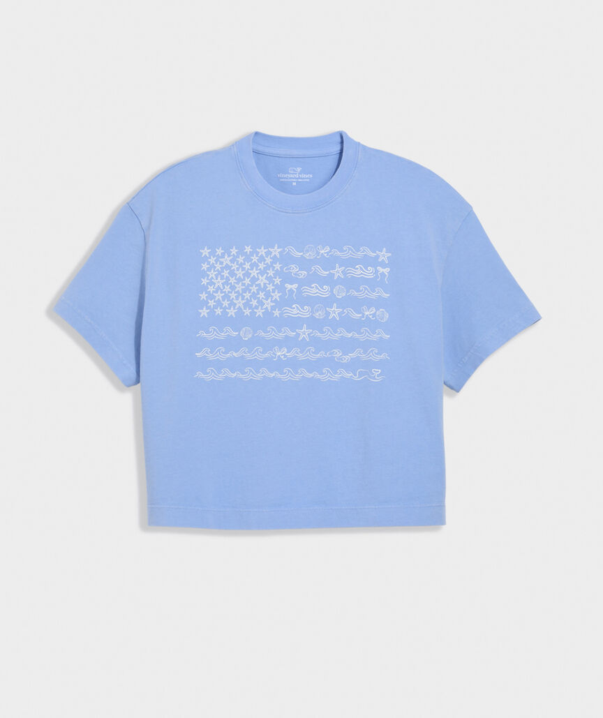 Girls' Beach Icon US Flag Boxy Tee